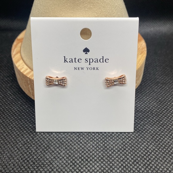 ♠️Kate Spade♠️ Ready Set Bow Pave Rose Gold Bow Studs/NWT - Picture 3 of 6